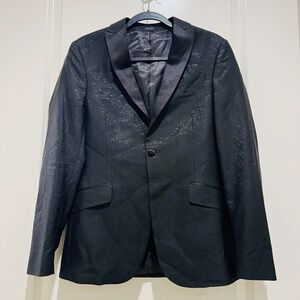 J. Ferrar Black shimmer Tuxedo Blazer Men’s Jacket Size 36R Satin Lapel Slim Fit